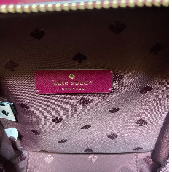 Kate Spade New York Meow Cat Daisy Crossbody Bag Burgundy Saffiano Leather - Picture 7 of 16